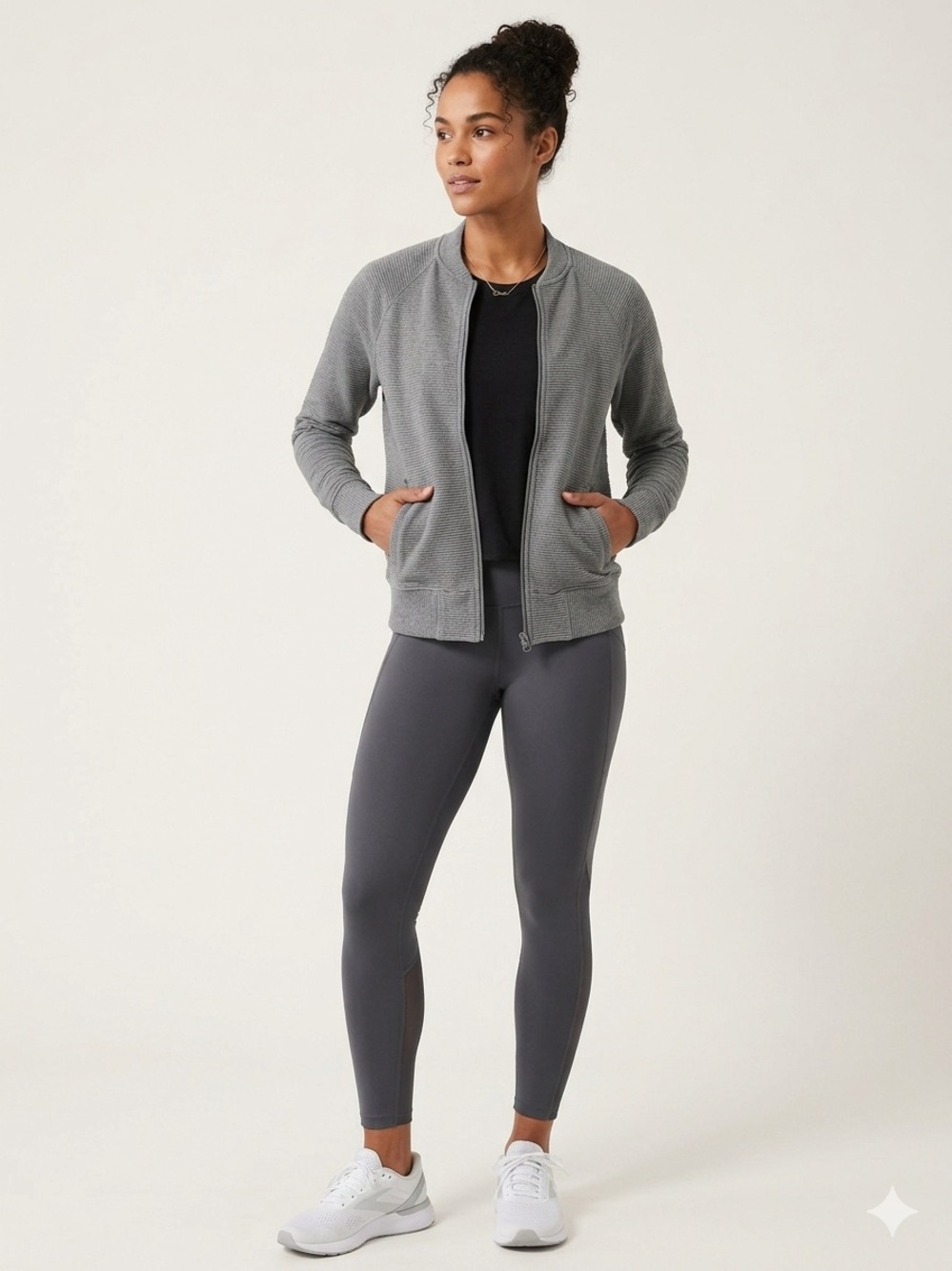 GAIAM Gray Textured Women's Bomber Jacket
